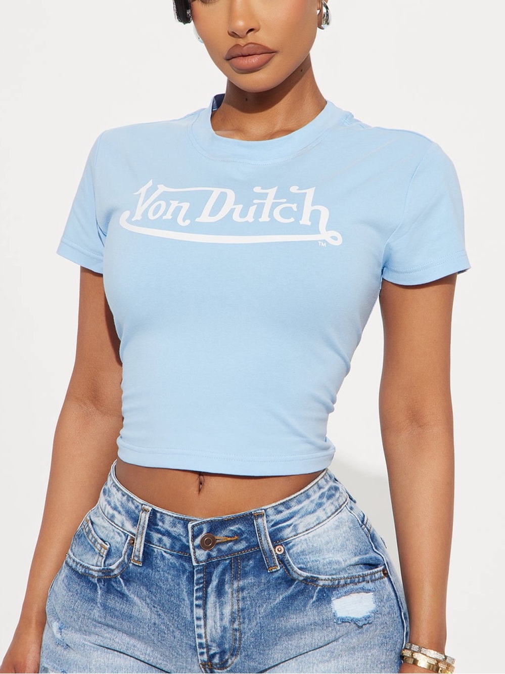 Von Dutch Light Blue Short Sleeve Logo Tee